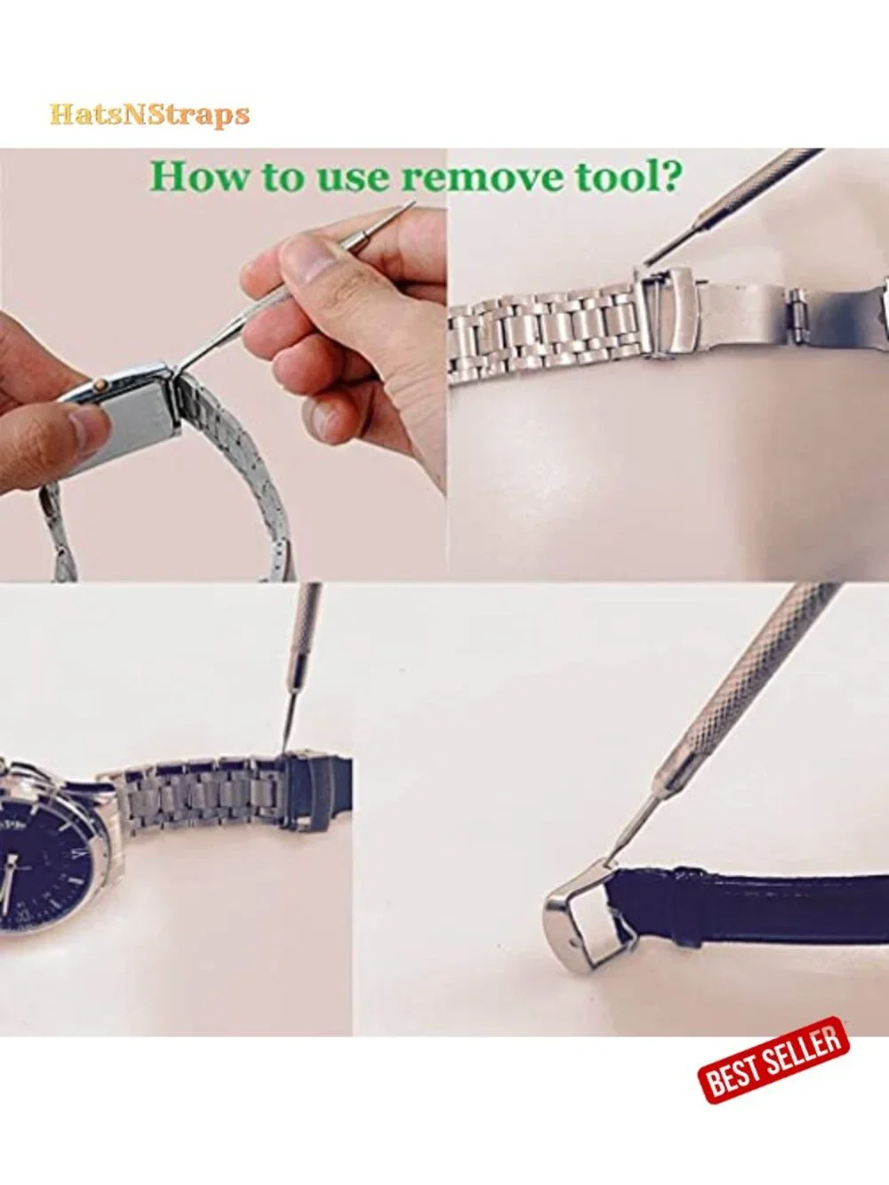 Metal Watch Band Link Removal Kit with Extra Pins and Spring Bar Tool